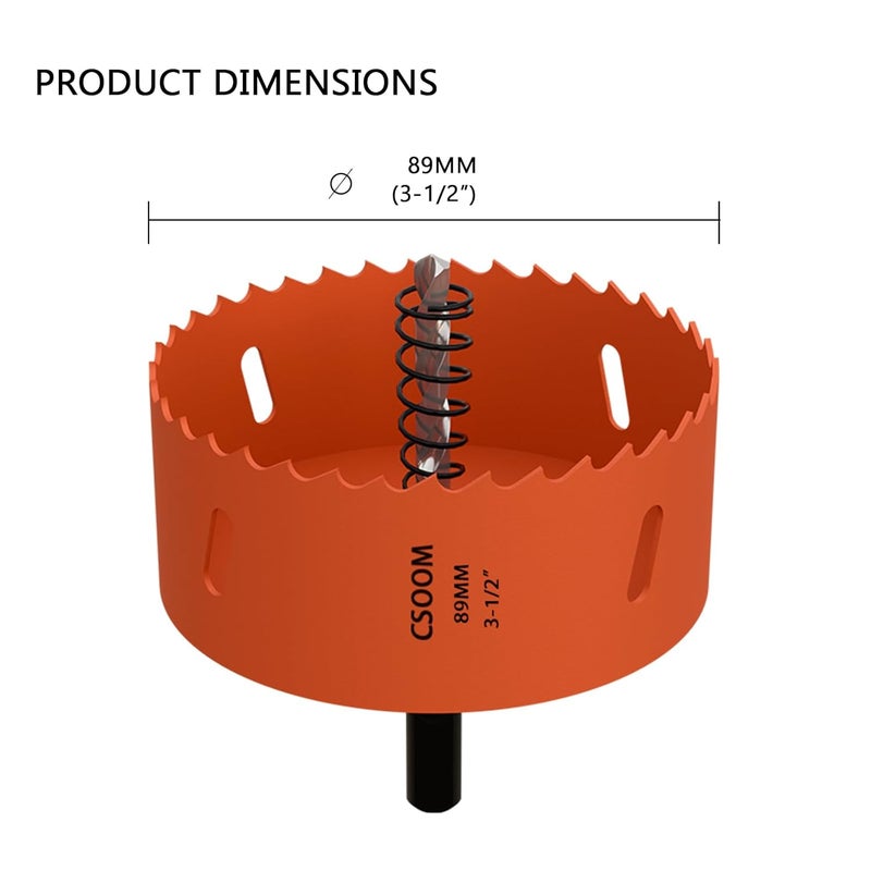 CSOOM 3-1/2" (89mm) Bi-Metal Hole Saw for Plastic, Wood, Plywood, Thin Steel and Thin Aluminum Sheets - Image 2